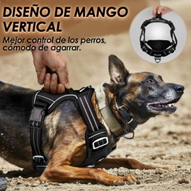 SlowTon Arnés de Perros Grande Mediano Pequeño, Ajustable Anti Tirones Arnés Táctico de Entrenamiento para Perro, Reflectante Transpirable Cómodo Arnés Perro Pecho Fácil Control (L, Negro-Nuevo)