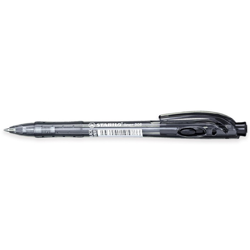 STABILO Liner, einziehbarer Kugelschreiber, feine 0,7 mm Spitze, 6 Stück,
