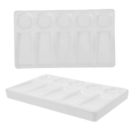 OHPHCALL Efficient 5 Compartment Artist Palette Set Rectangular Watercolor Mixing Tray 2 for Oil Acrylic Gouache