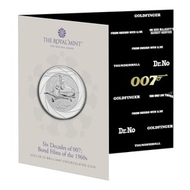 CrawleyCoins 2023 Six Decades of James Bond 007 – 1960 £5 Brilliant Uncirculated Coin in Mint Pack