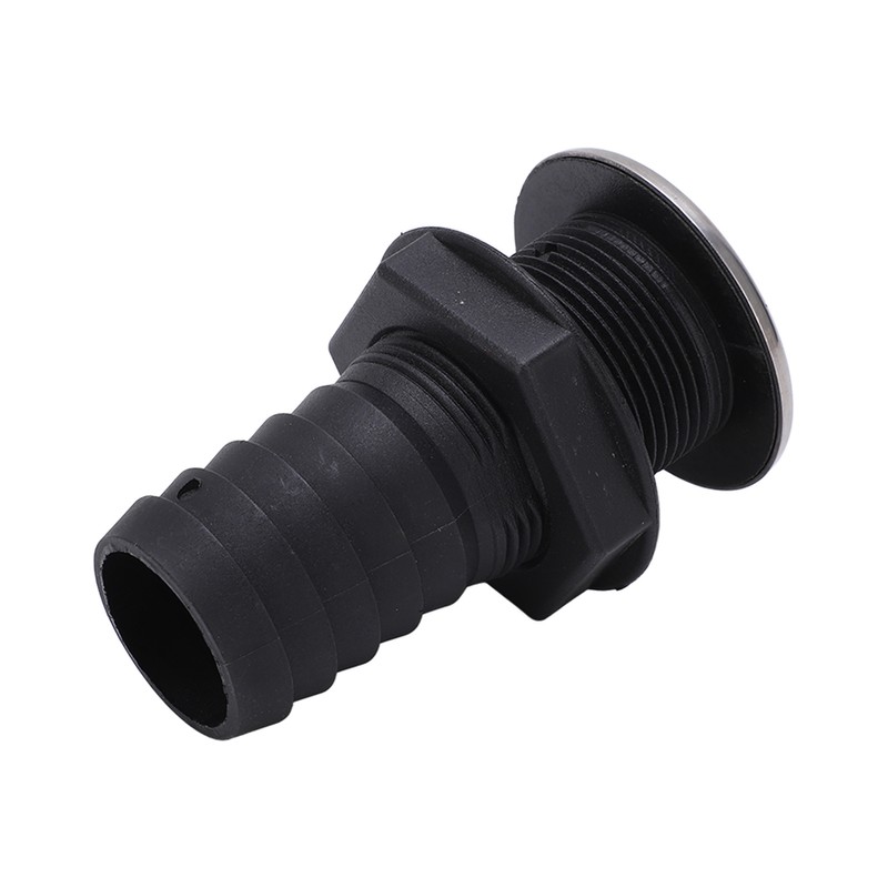1 1/2in Through Hull Drain Straight Black with Stainless Steel