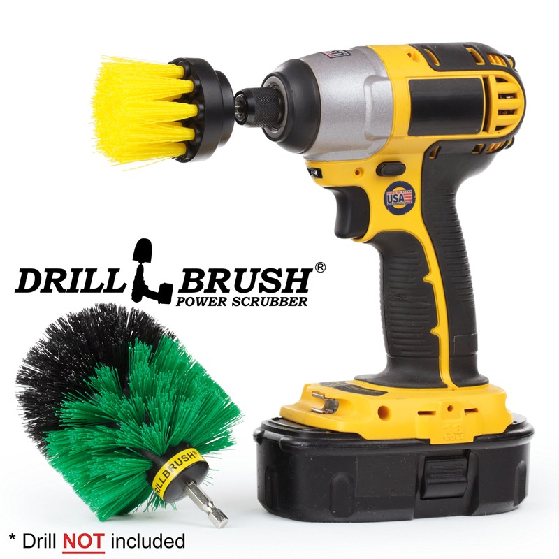 Drill Powered Tub, Sink, Porcelain, Tile and Grout Brush Small