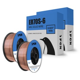 (2 Spools) PGN Solid MIG Welding Wire - ER70S-6-0.023 Inch, 10 Pound Spool - Mild Steel MIG Wire with Low Splatter and High Levels of Deoxidizers - For All Position Gas Welding
