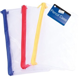 Just Stationery 8 inch Clear Exam Pencil Case, 6192