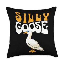 Funny Silly Goose For Men and Women Game Porch Goose Outfits Throw Pillow