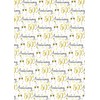 2 Sheets 50th Wedding Anniversary Wrapping Paper Champagne Glass Design