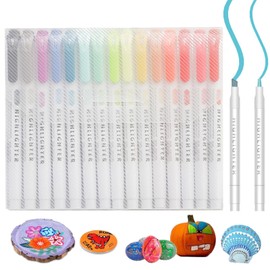 SWRCEYJH 15 Colours Highlighter Pen, Pastel Highlighter Pen, Double Ended Highlighter, Aesthetic Pastel Highlighter Set of Diary or Notebook in School, Office