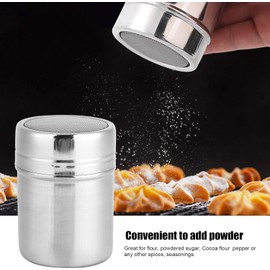 Stainless Steel Powder Sifter with Lid, Coffee Sugar Flour Jar Pepper Seasoning, for Kitchen Utensilstravel and Camping Net flour cylinder (Style1, One size)