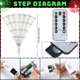 Tujoe 6 Pack Firework Lights 225 LED Copper Wire Battery Operated Hanging Sphere with Remote, 8 Modes Stars Fairy Ceiling Decorations for Patio Wedding Christmas Party(Red,Green,White)