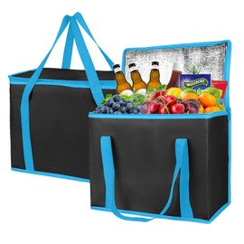 musbus 2-Pack extra Insulated Grocery shopping bag, large Green leaf, kitchen foldable reusable bags groceries,Sturdy zipper,Collapsible,tote,cooler,for transport women,Durable carrier