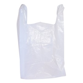 200 Large Plastic Grocery T-Shirt Bags - Plain White 12" x 6" x 21" by JA Kitchens