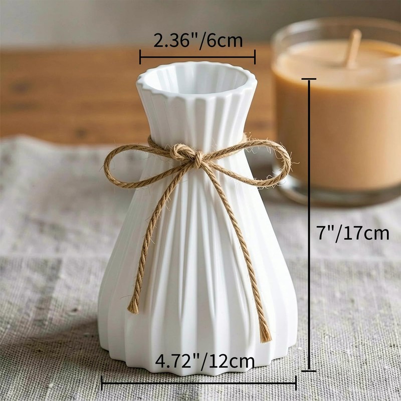 8 Pack Plastic Vases Bulk, 7" Unbreakable White Origami Flower