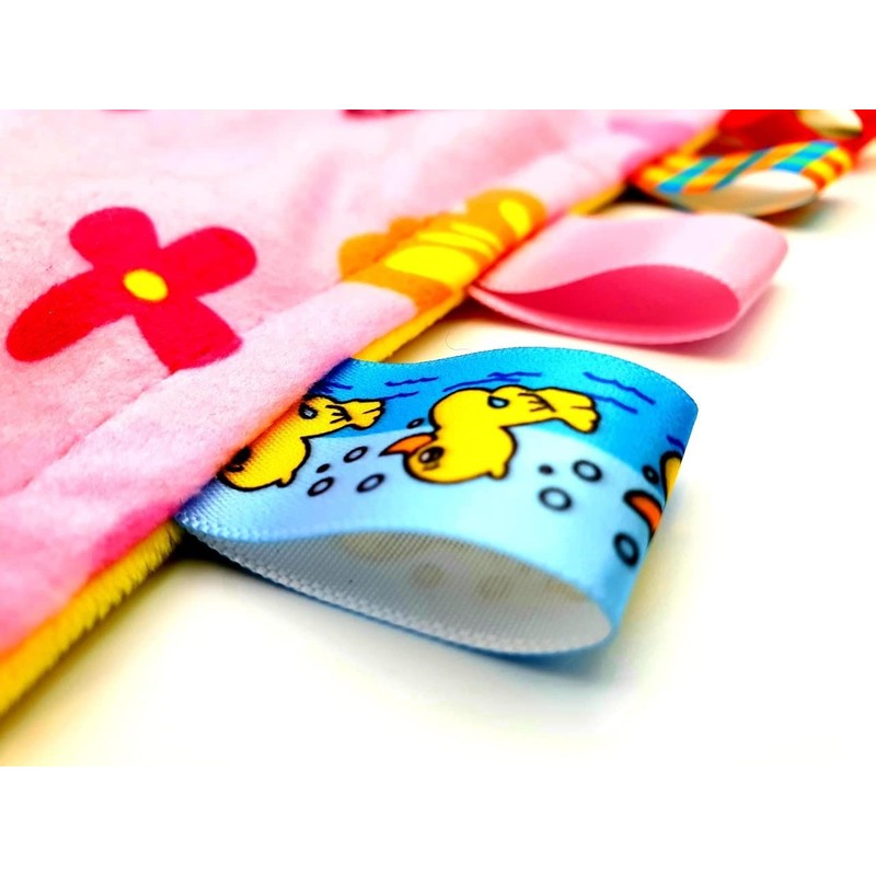 OnlyBee Bright Soft Baby Comfort Blanket with Taggies