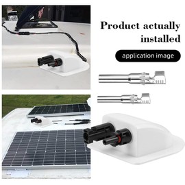 Solar Double Cable Input Screw Connection with Photovoltaic Plug and Socket Waterproof ABS Solar Plate Bracket Curved Dual Cable Connections Box for Housing Solar Cells RV