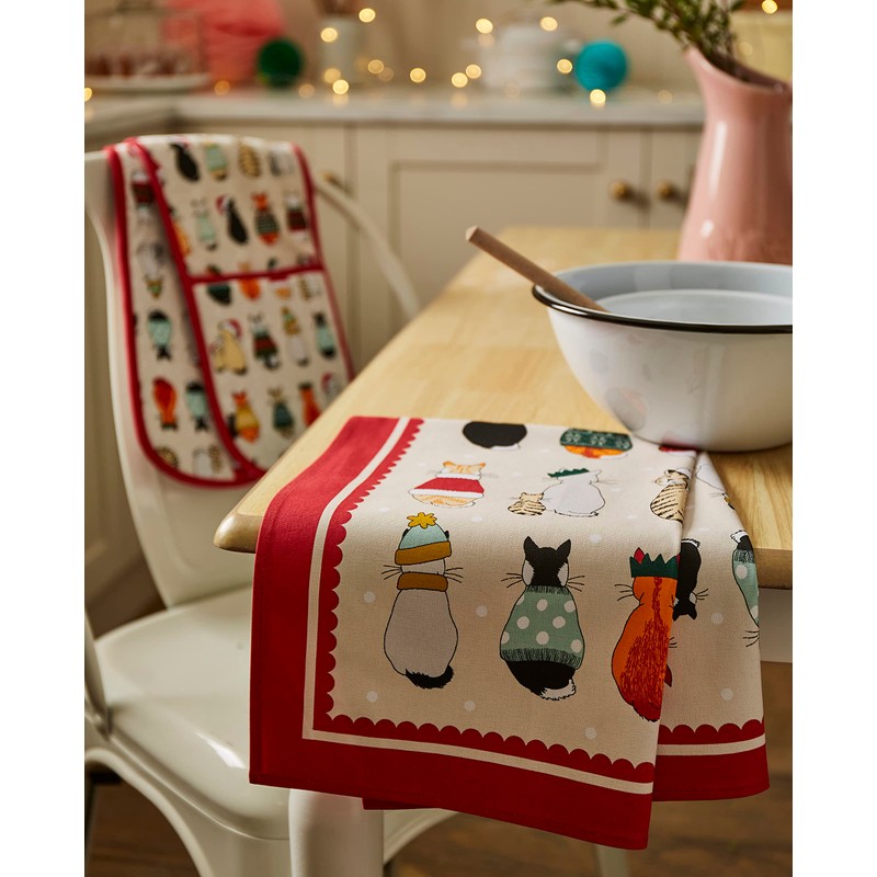 Ulster Weavers Kitchen Textiles - Christmas Cats in Waiting Recycled