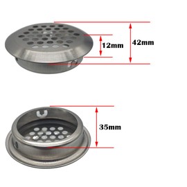 CTRICALVER Stainless Steel Round Ventilation Grille Vent Louver|27 Pcs Round Mesh Hole Silver 35mm