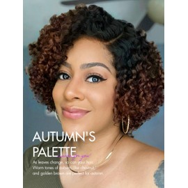 LUVME HAIR 8 Inch Kinky Curly Ombre Brown Bob Wig Human Hair Pre Cut Glueless HD Lace Closure Wig, Natural Black with Brown Side Parted Short Curly Wigs For Women