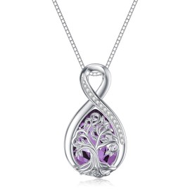 WINNICACA Tree of Life Necklace for Women s925 Sterling Silver Tree of Life Jewelry with Light Purple June Alexandrite Birthstone Necklace for Mother Fashion Infinity Pendant for Wife Christmas Gifts