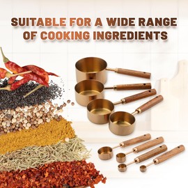 AGIgear Premium Measuring Cups and Spoons Set with Wood Handle 8PCS