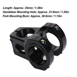 31.8mm Mountain Bike Stem, Aluminum Alloy Bike Stems Short Handlebar Lightweight DIY Short Handlebar Stem for Replacement (Black)