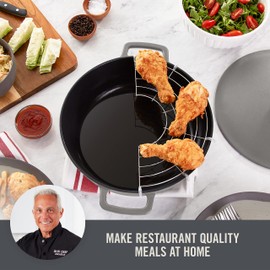 DASH Zakarian by Dash 4.5Qt Nonstick Cast Iron Braiser for Braising, Frying and More - Grey