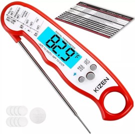 Kizen Digital Waterproof Instant Read Meat Thermometer - Red
