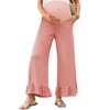 Yousify Womens Maternity Pants Soft Ruffle Flowy Lounge Palazzo Pants