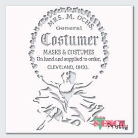 Vintage Masks and Costumes Advertising Antique Decor Stencil Best Vinyl Large Stencils for Painting on Wood, Canvas, Wall, etc.-XL3 (16" x 23.5")| Ultra Thick Exhibit Grade White Color Material