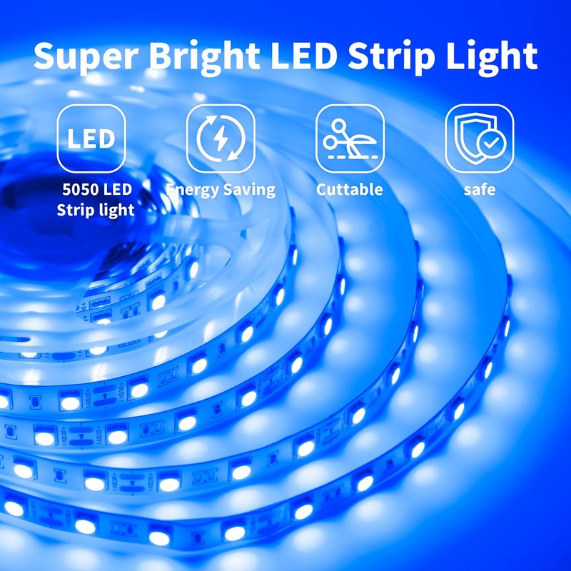 iNextStation 12V LED Strip Light Blue, 16.4ft/5M SMD5050 LED Strip