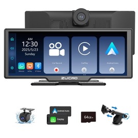 ZUCWO 11.26 Inch Wireless CarPlay Screen for Car, Apple CarPlay & Android Auto Touch Screen Car Stereo with 4K Dash Cam, Bluetooth, BT Music, GPS Navigation, Car Record for Vehicles (Black)