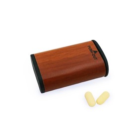 Small Silicone Moisture-Proof Travel Pill Box with Aluminum Alloy Shell,Daily Pill Organizer with Silicone Pill Case, Portable Pill Holder Container for Vitamin Supplement (Wood Grain)