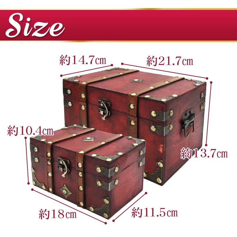 Wooden Treasure Chest Jewelry Box with Hardware Retro Antique Trinket