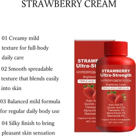 Strawberry Infused Body Cream with Vitamin E & Niacinamide, Gentle Nourishing Formula for Silky Soft Full Body Skin, 118g (2PC)