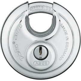 ABUS 26/70 Diskus Solid Body Storage Padlock with 2 Keys for Storage, Transport, and Commercial, 2.75in (70mm) Wide, Keyed Different