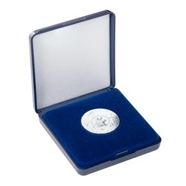LINDNER Das Original Coin Case with Blue Velour Insert for Coins / Coin Capsules up to Outer Diameter 30 mm