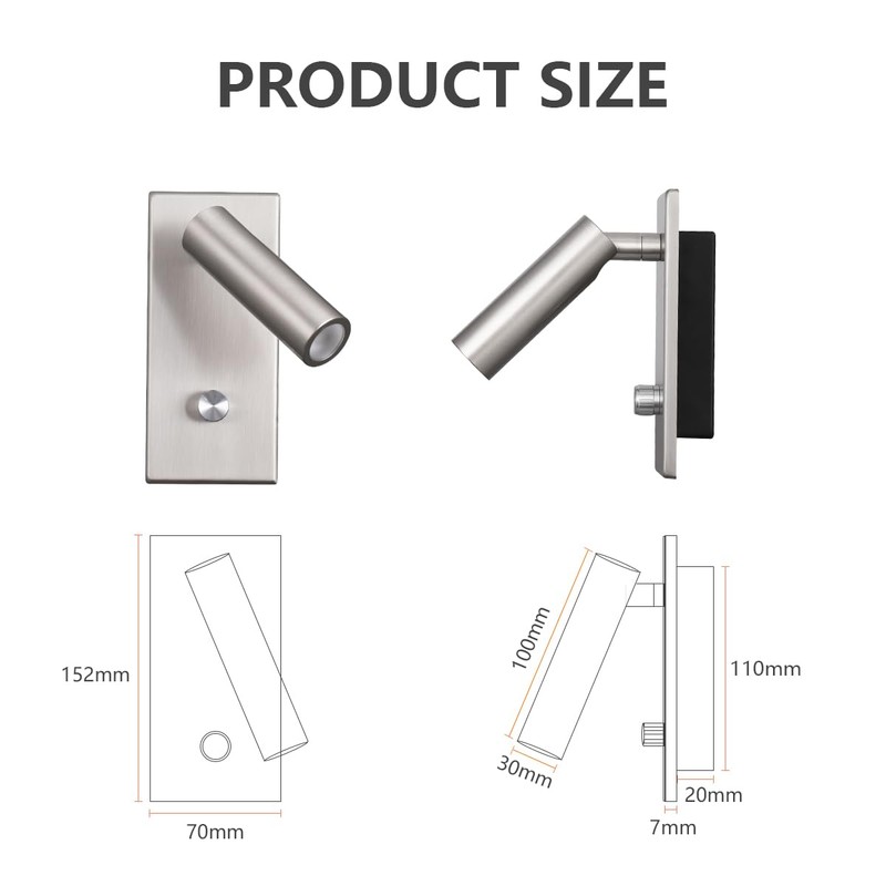 Agese Wall Mounted Reading Lamp LED 5W Warm White 3000K