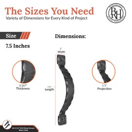 1 Pack 7.5" Black Door Handle - Heavy Duty Decorative Iron Handles - Handmade Rustic Metal Handle for Sliding Barn Doors, Gate Pulls, Sliding Barn Doors & Door Pulls - The Farmhouse Series