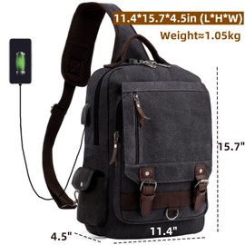 Leaper Retro Crossbody Bag Sling Bag Canvas Messenger Bag for Men Women Shoulder Bag Crossbody Handbags Satchel Dark Blue, XXL