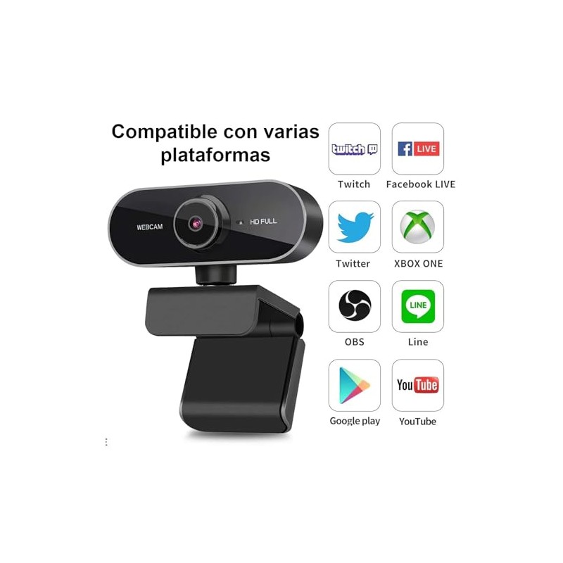 Autbye Cámara Web HD 1080p, Camara para PC con Microfono,