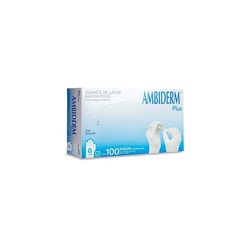AMBIDERM - Guante Ambiderm Plus Liso Blanco Grande Caja con