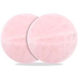 Bememo 2 Pieces Jade Stone for Lash 2 Inches Lash Tile Glue Eyelash Extension Pink Round Jade Stone Glue Holders Adhesive Pallet Fake Eyelash Holder Base
