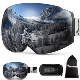 OUTDOORMASTER Ski Goggles, Double Layer Magnetic Lens, Detachable Lenses, UV Protection Glasses, Case Included, Anti-Fog, 180° Wide View, Snow Goggles, Snowboard Goggles, Sports Goggles, Windproof, Dustproof, Snowproof, Radiation Proof, Shock Resistant, 