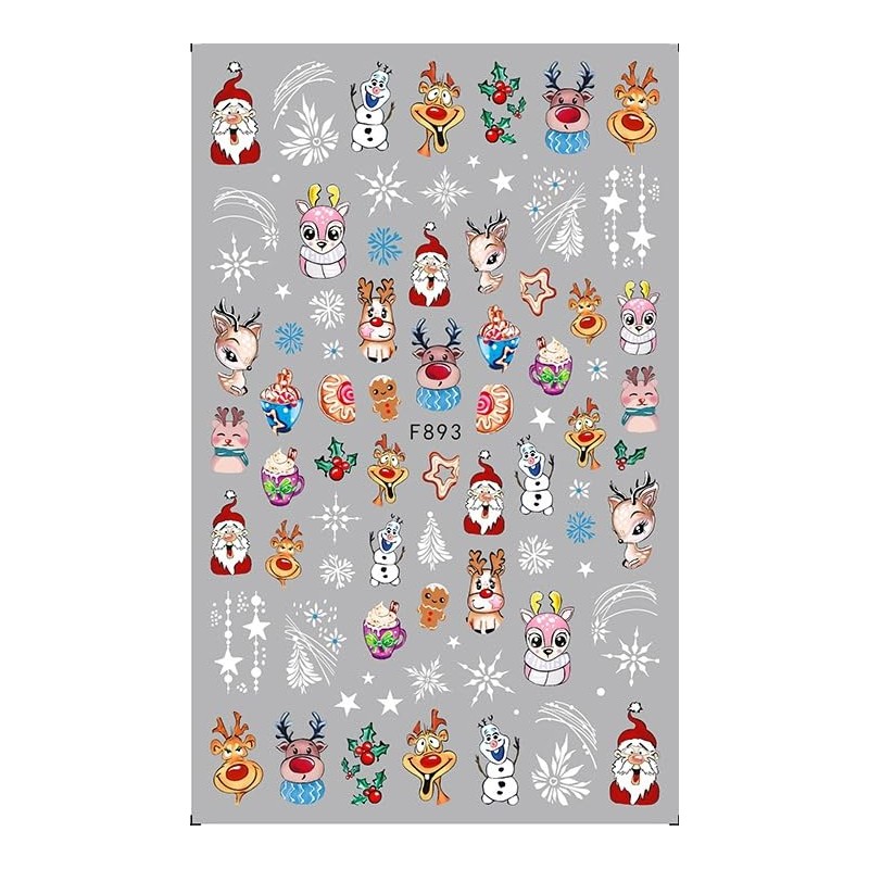 Package includes: 10 pieces Christmas nail stickers, multiple Christmas elements