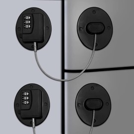 LEFUS Cerradura Autoadhesiva para Refrigerador, Cerradura de combinaci贸n digital, no requiere llave (dos negros)