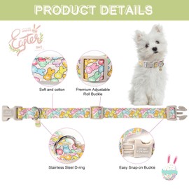 Unique style paws Easter Day Dog Collar Plastic Buckle Collar with Pendant Blue Sports Rabbit Ball Egg Puppy Collars Gift for Small Medium Large Boys Girls Dogs