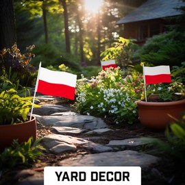 G128 12 Pack Handheld Poland Polish Stick Flags | 4x6 In | Printed 150D Polyester, Country Flag, Solid Plastic Stick, Spear White Tip