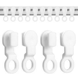 Mynoozi Pack of 50PCS Curtains Hooks White Plastic, Curtain Track Gliders for Ceiling Curtain Drape Track, Heavy-Duty, Fits 99.9% of Curtain Rails & Tracks (2.7x0.8cm)