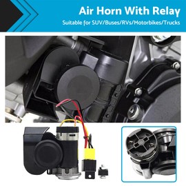 MAX COOL Car Air Horn 12V Nautilus Compact with Compressor Automotive Relay Air Horn Kit for Truck Car Motorcycle
