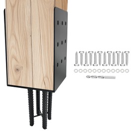 VoTwoofv U-Shape Wet Concrete Post Holder for 6" x 6" (Actual 5.5"x6.5") Lumber,Heavy Duty Post Bracket Anchor for Wood Fence,Railing,Pergola (1pack-Matte Black)…