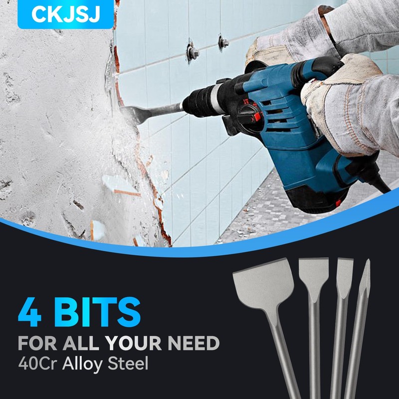 Chisel Set with SDS Plus Shanks,4pc Masonry Concrete Drill Bit